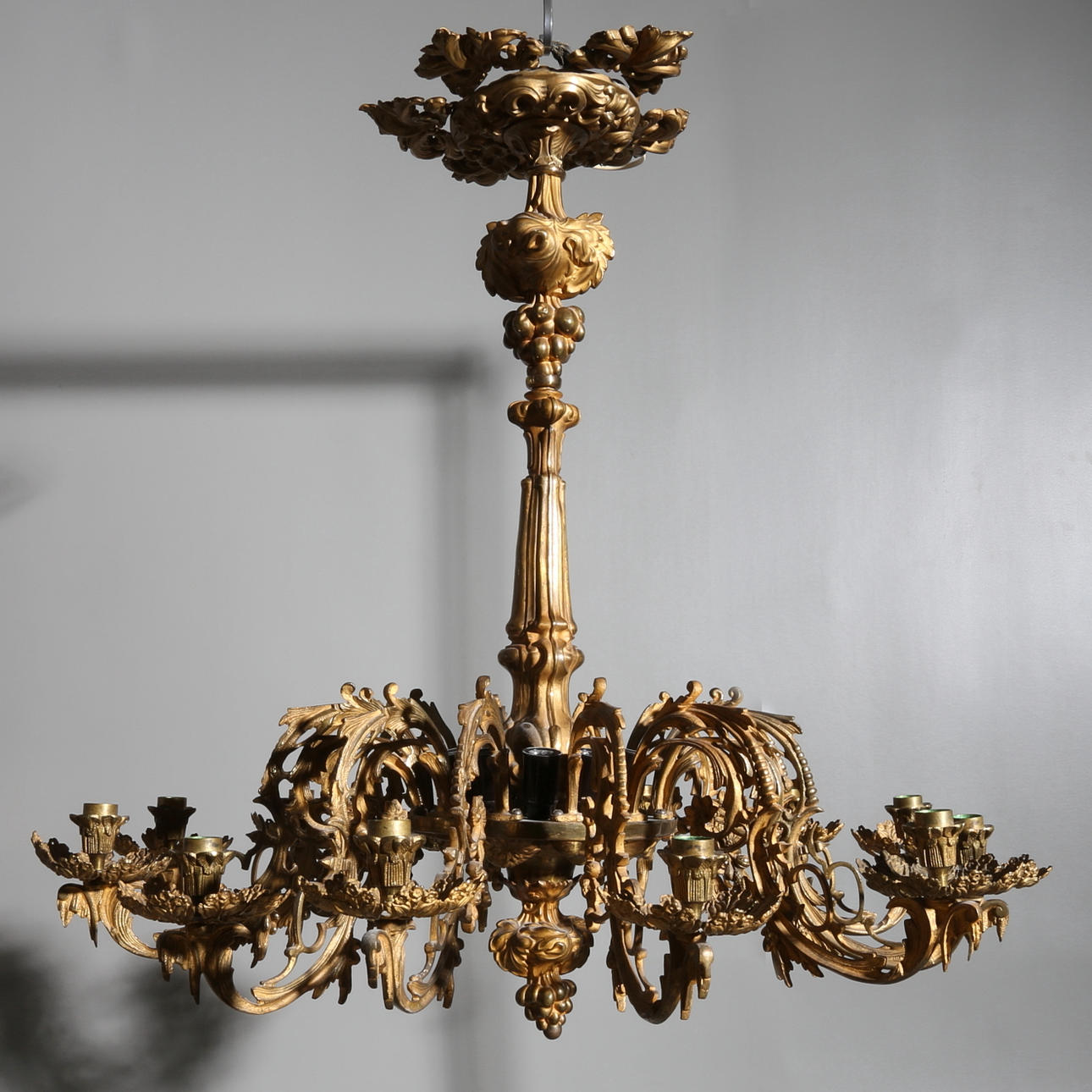 LJUSKRONA, 12 ljusarmar, oscariansk, 18/1900-talk.