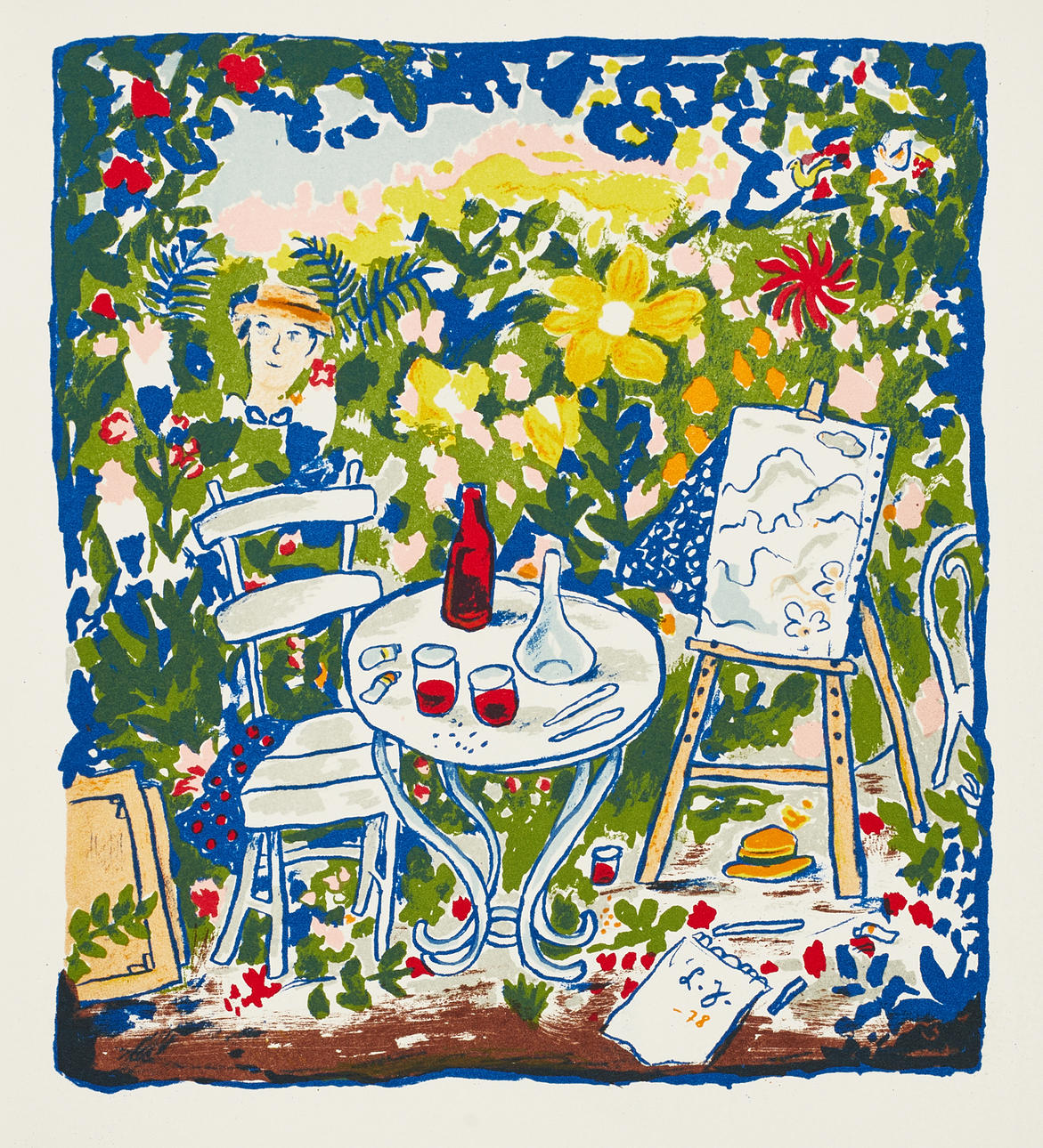 LENNART JIRLOW (1936-2020): "I trädgården", signerad L Jirlow, numrerad 248/350, bok+färglitografi