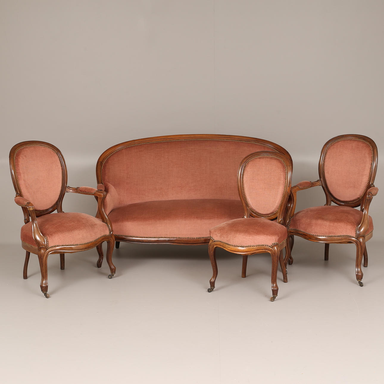 SOFFGRUPP, 4 delar, nyrokoko, 1800-talets andra hälft.