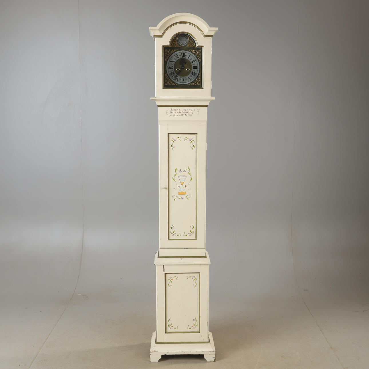 LONGCASE CLOCK, painted, 20th century.