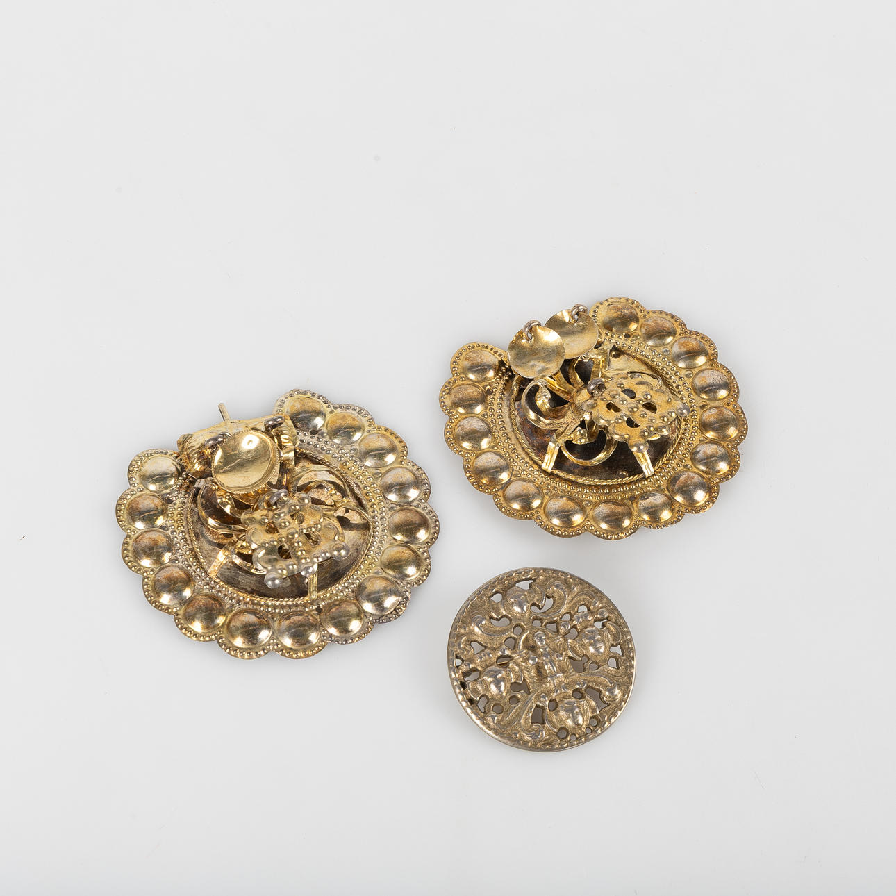 COSTUME BUCKLE and BROOCH, silver.