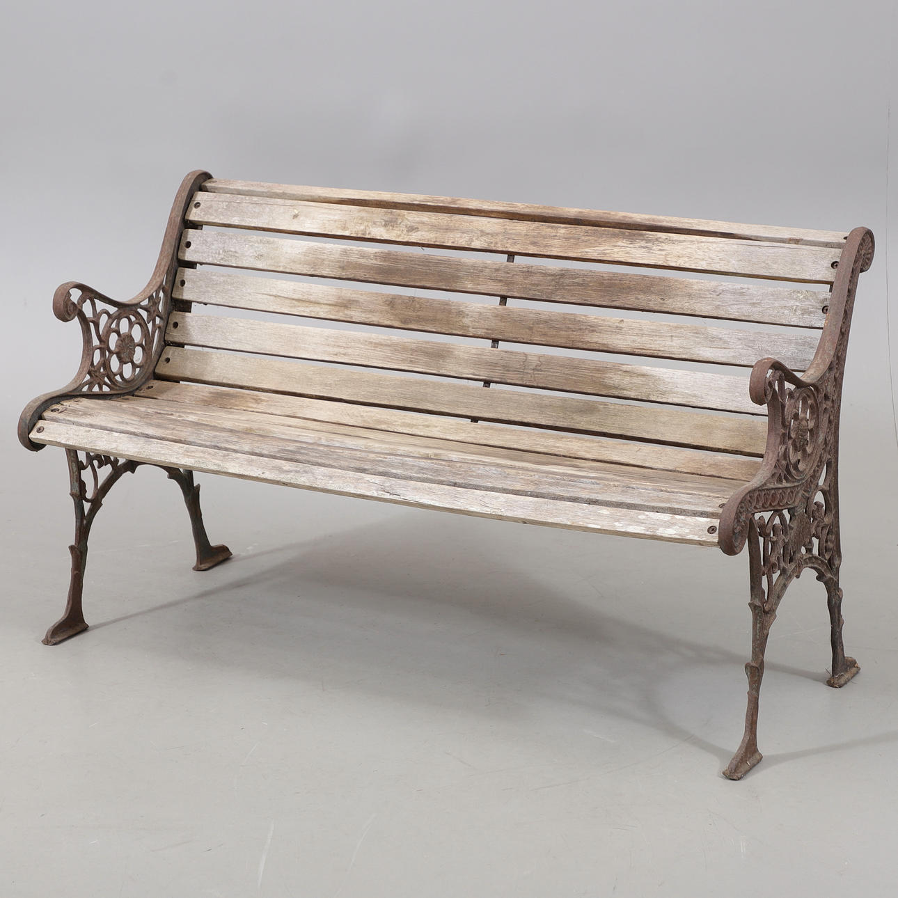GARDEN BENCH, cast iron, 1940s.