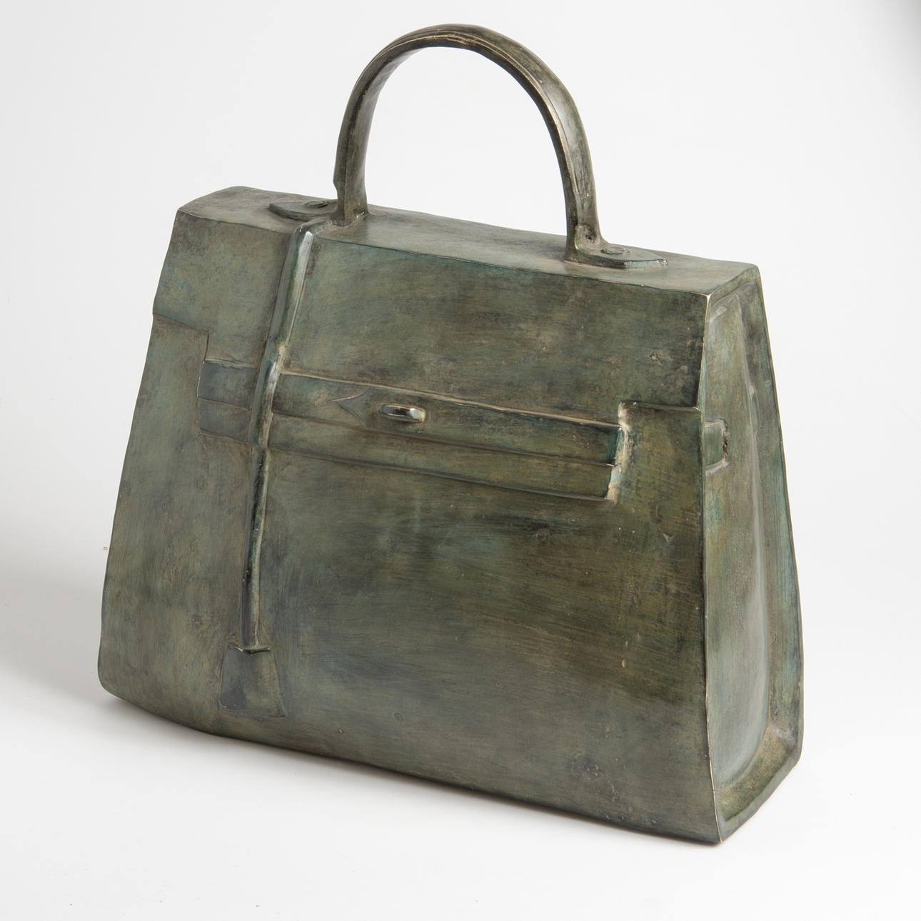 SKULPTUR, väska, patinerad brons, efter Hermes Birkin.