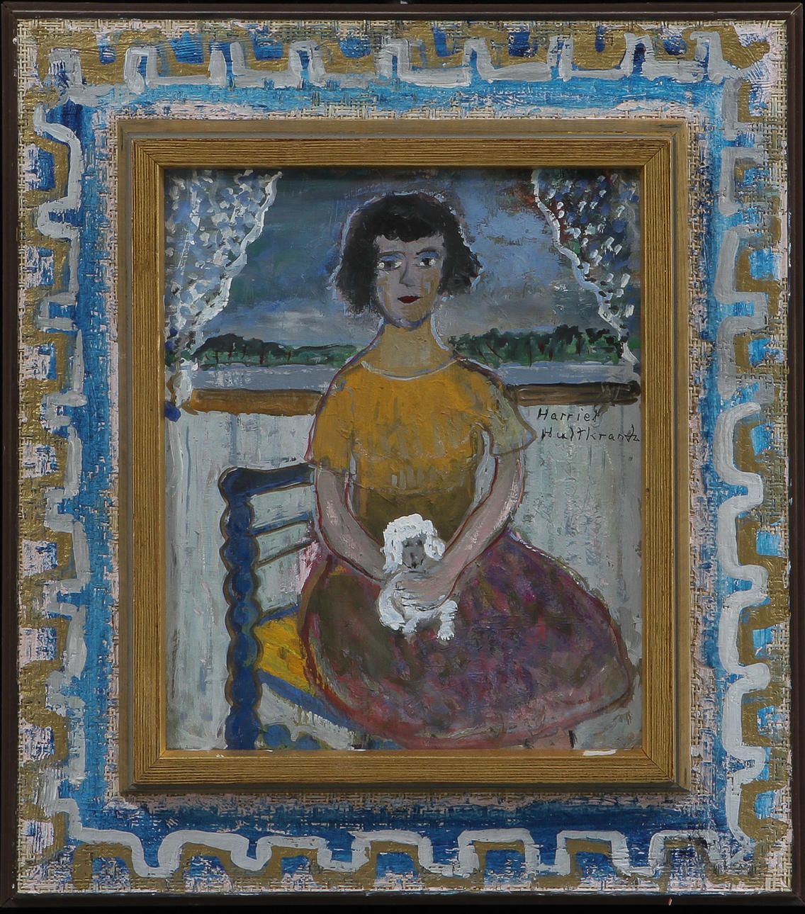 HARRIET HULTKRANTZ. "Pudelvalpen", olja på pannå, signerad.