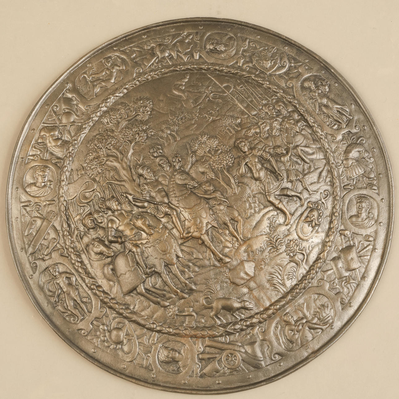 WALL SHIELD. Cast iron, 20th century.