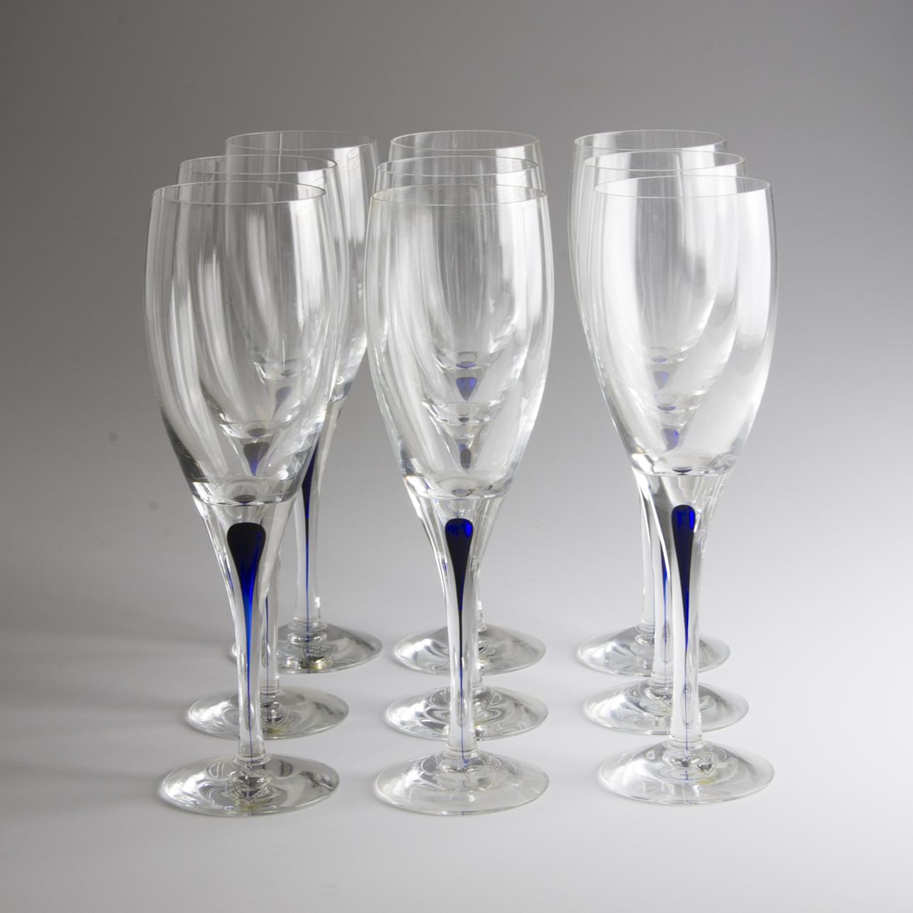 RÖDVINSGLAS, 9 stycken, "Intermezzo", Eriuka Lagerbielke, Orrefors.