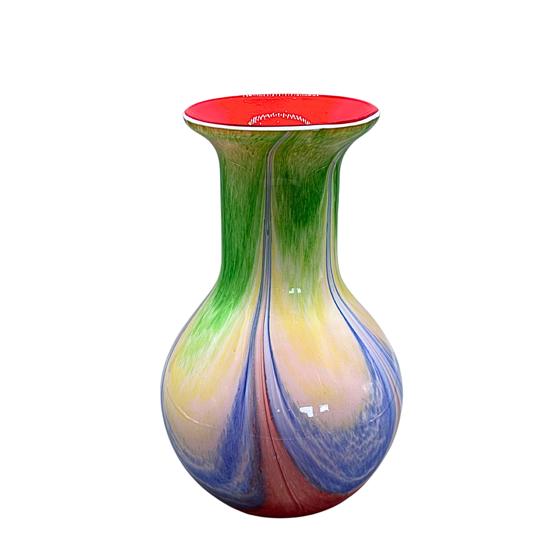 GLASS VASE WITH MULTICOLOURED GRADIENT, HANDMADE.
