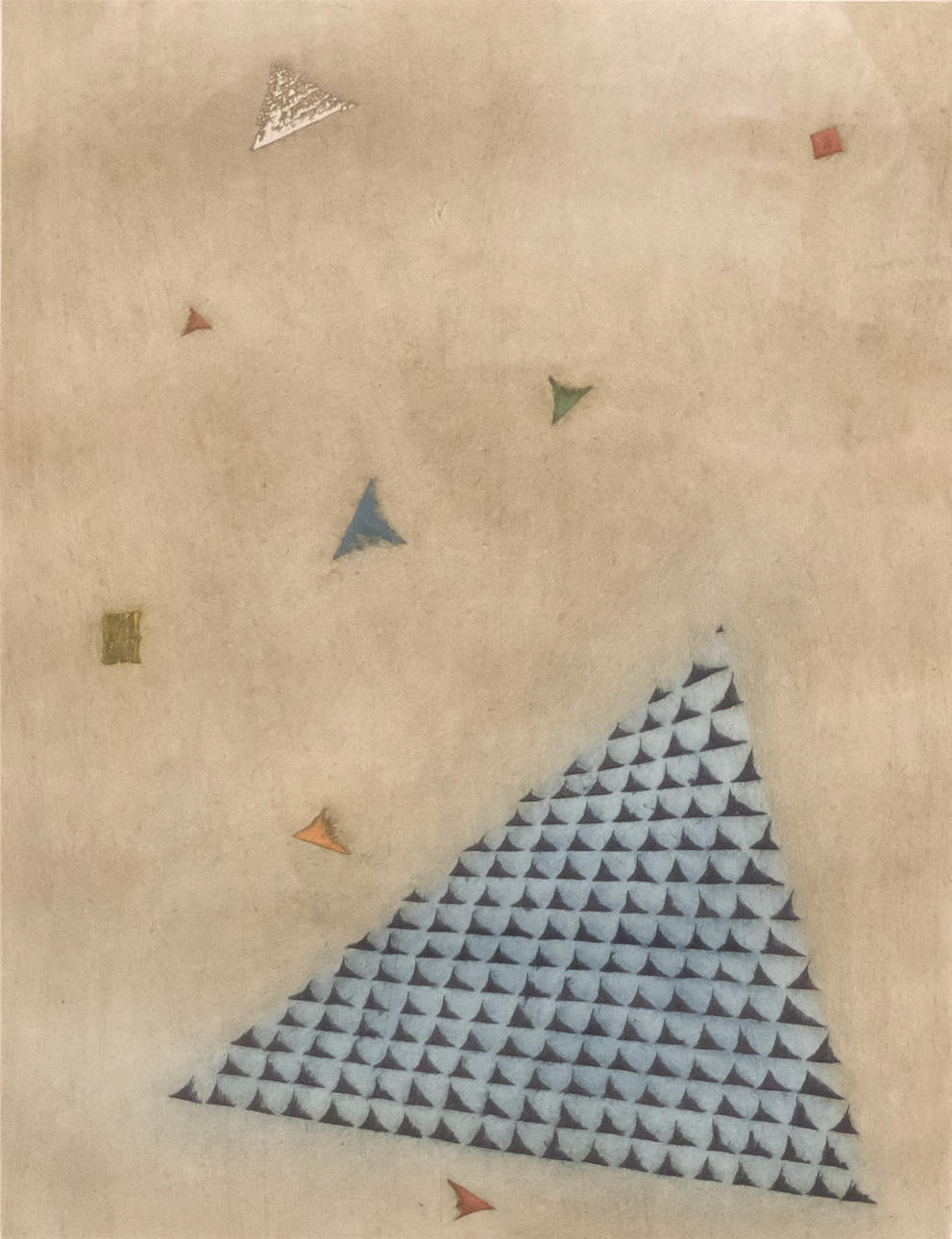 ARTHUR LUIZ PIZA. ETCHING. COMPOSITION WITH GEOMETRIC FIGURES.