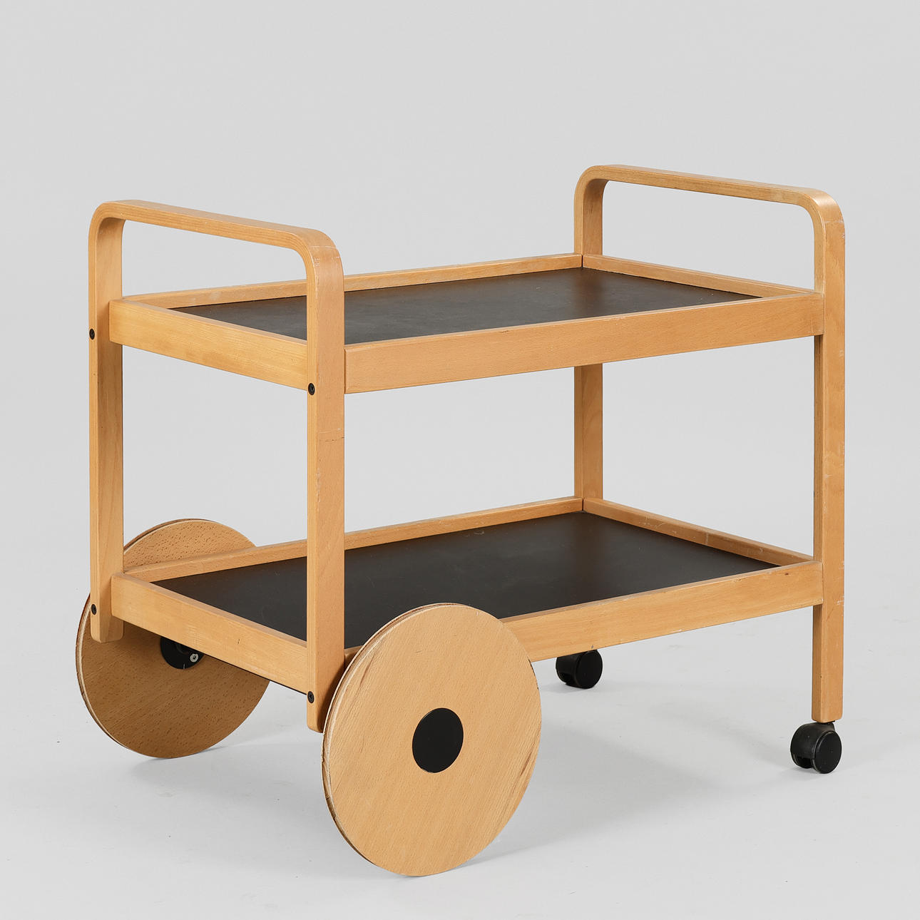 Trolley - serving table in beech and laminate. Scandinavia.