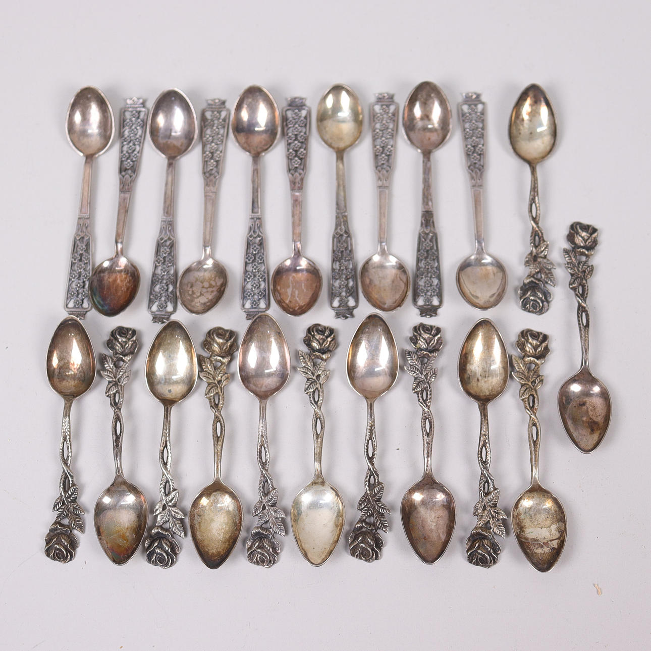 SILVER, teaspoons, "Princess" and "Rosen", 22 pieces.