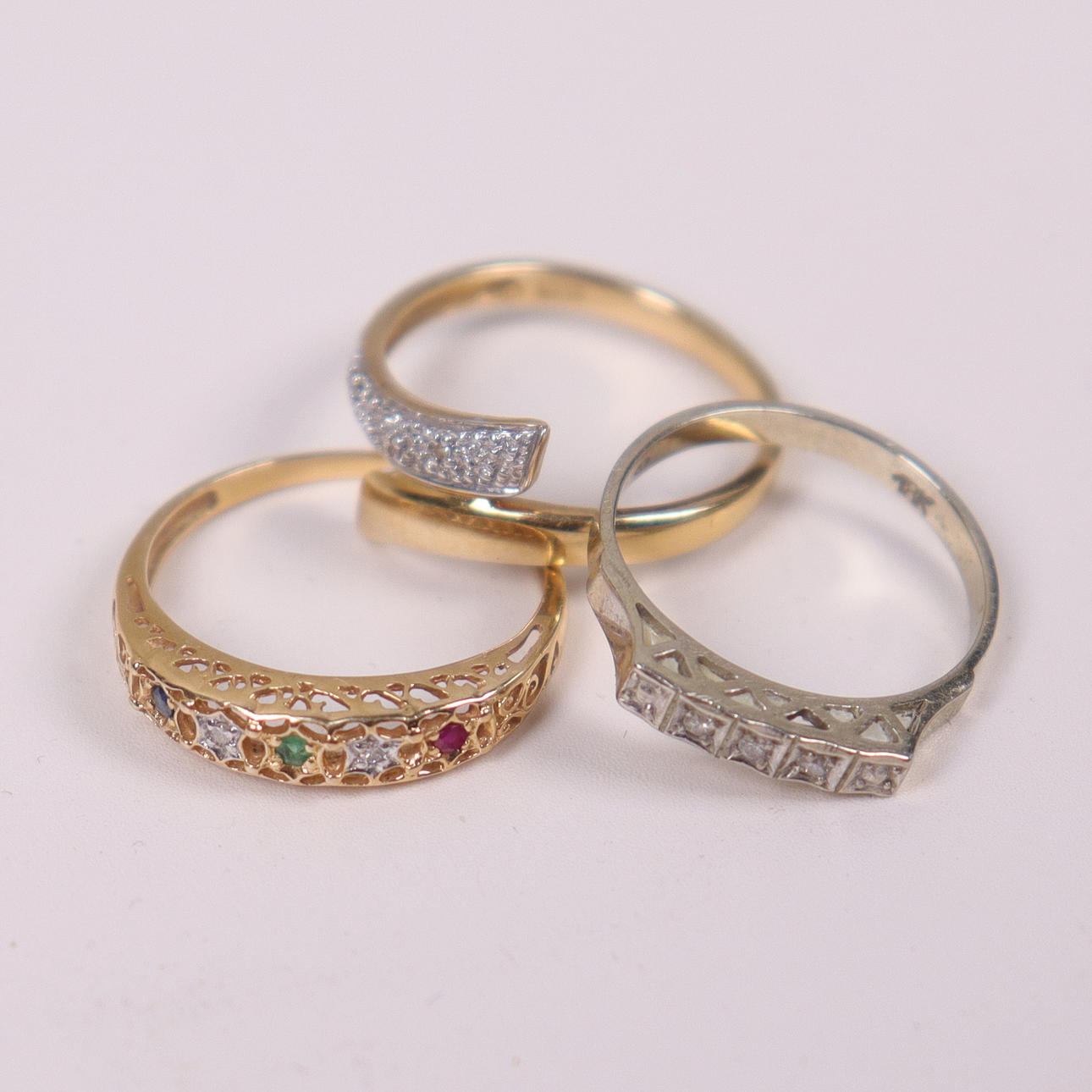 RINGS, 18k gold, 3 pcs.