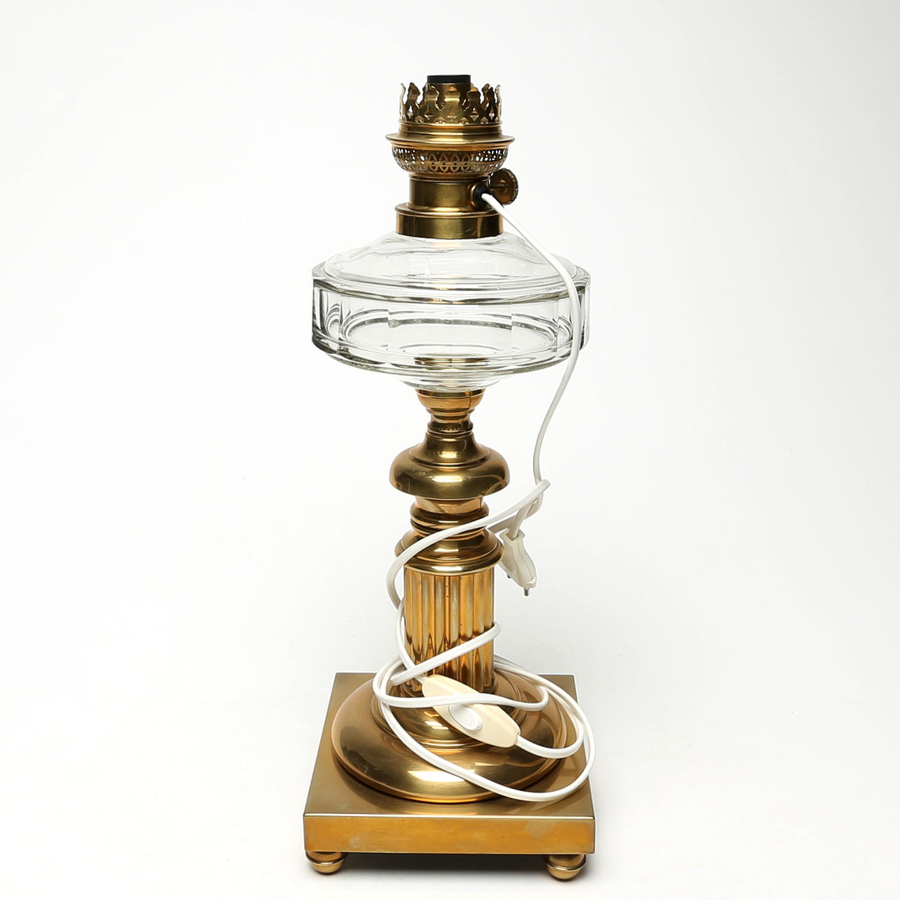 TABLE OIL LAMP, glass/metal.