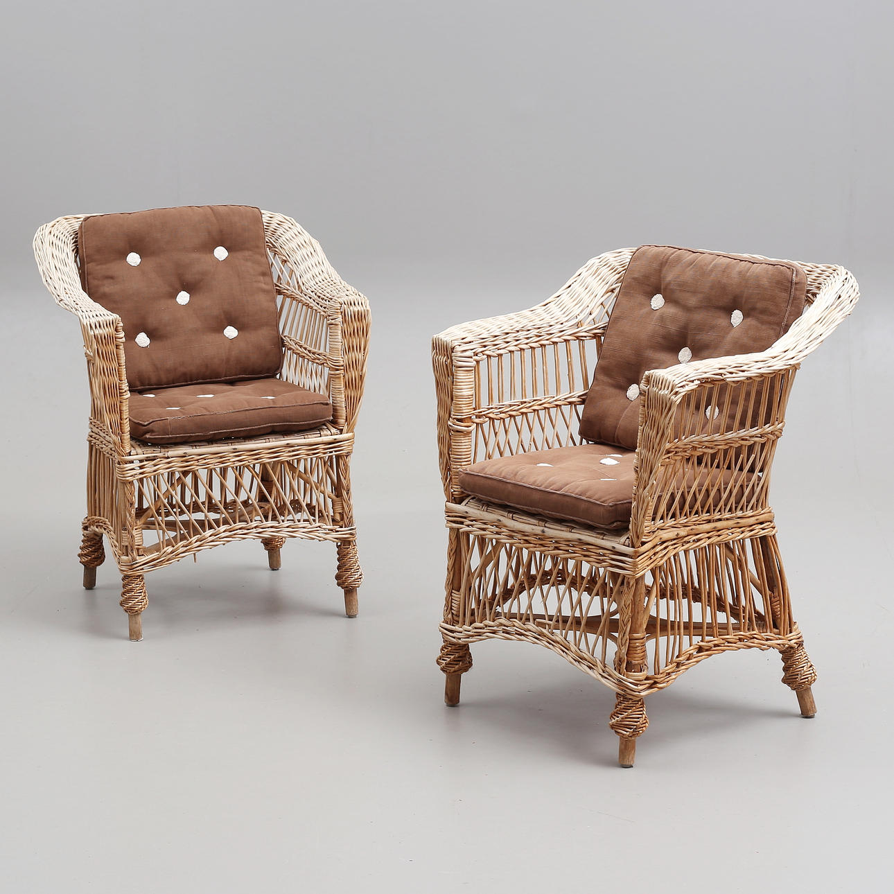 WICKER CHAIRS, a pair, late 20th century.