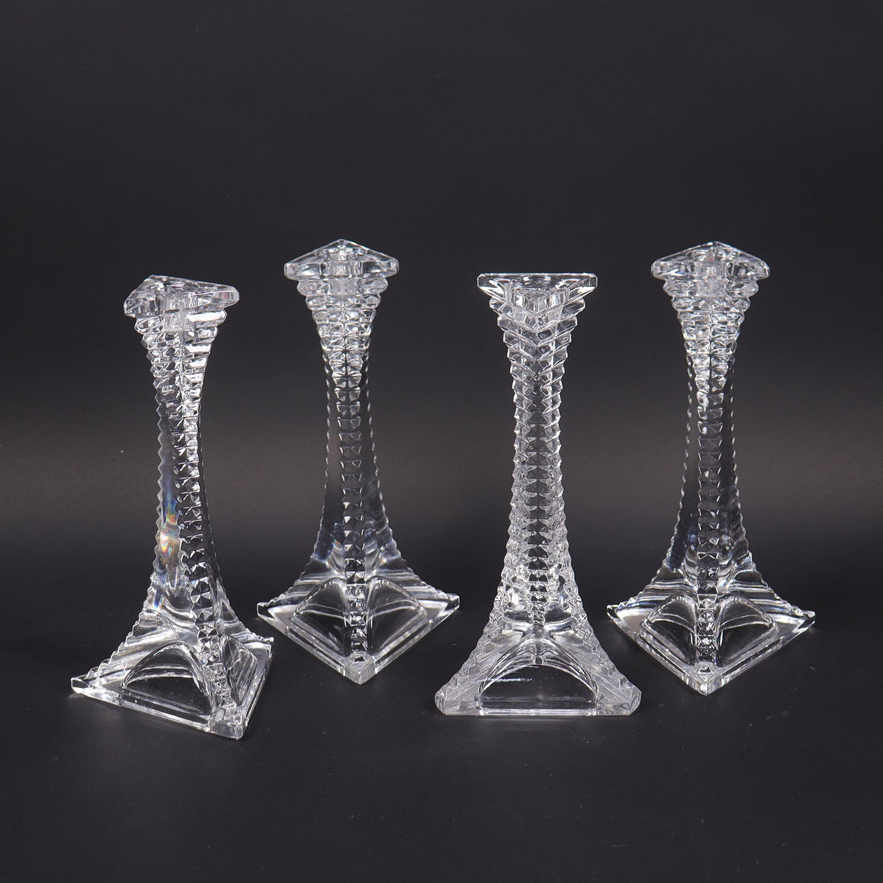 CANDLESTICKS, glass, 4 pcs.