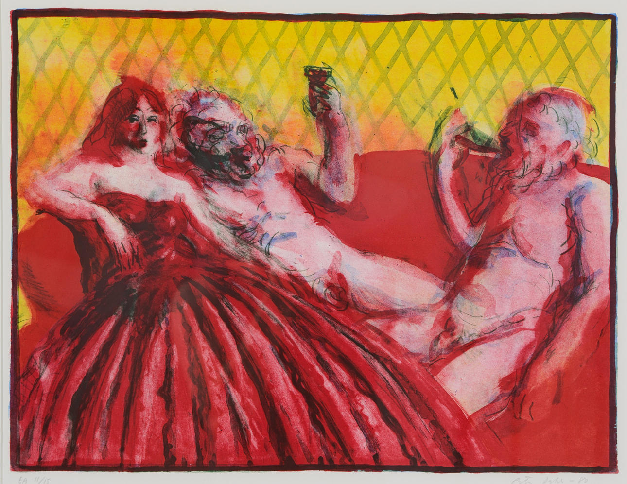 PETER DAHL. "Drottning och drönare", colour lithograph, signed, numbered EA 11/15, dated -80.