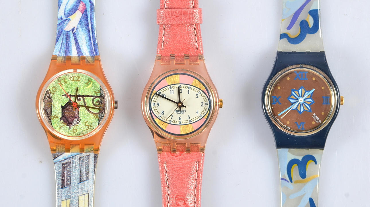 DAMARMBANDSUR, 3 st. Swatch, NOS, Vintage, 1980/90-tal.