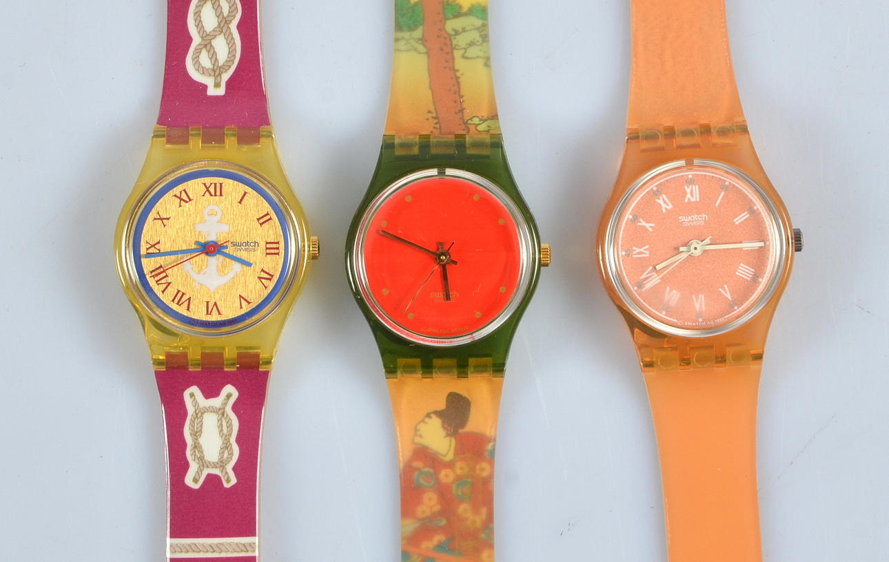 DAMARMBANDSUR, 3 st. Swatch, NOS, Vintage, 1980/90-tal.