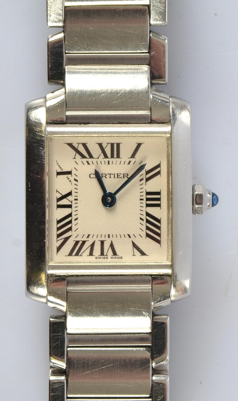 DAMARMBANDSUR, Cartier Tank Française, stål.