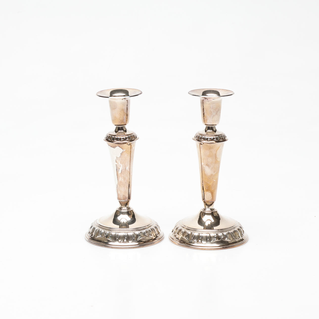 CANDLESTICKS, 1 pair, silver, total weight approx. 491 grams.