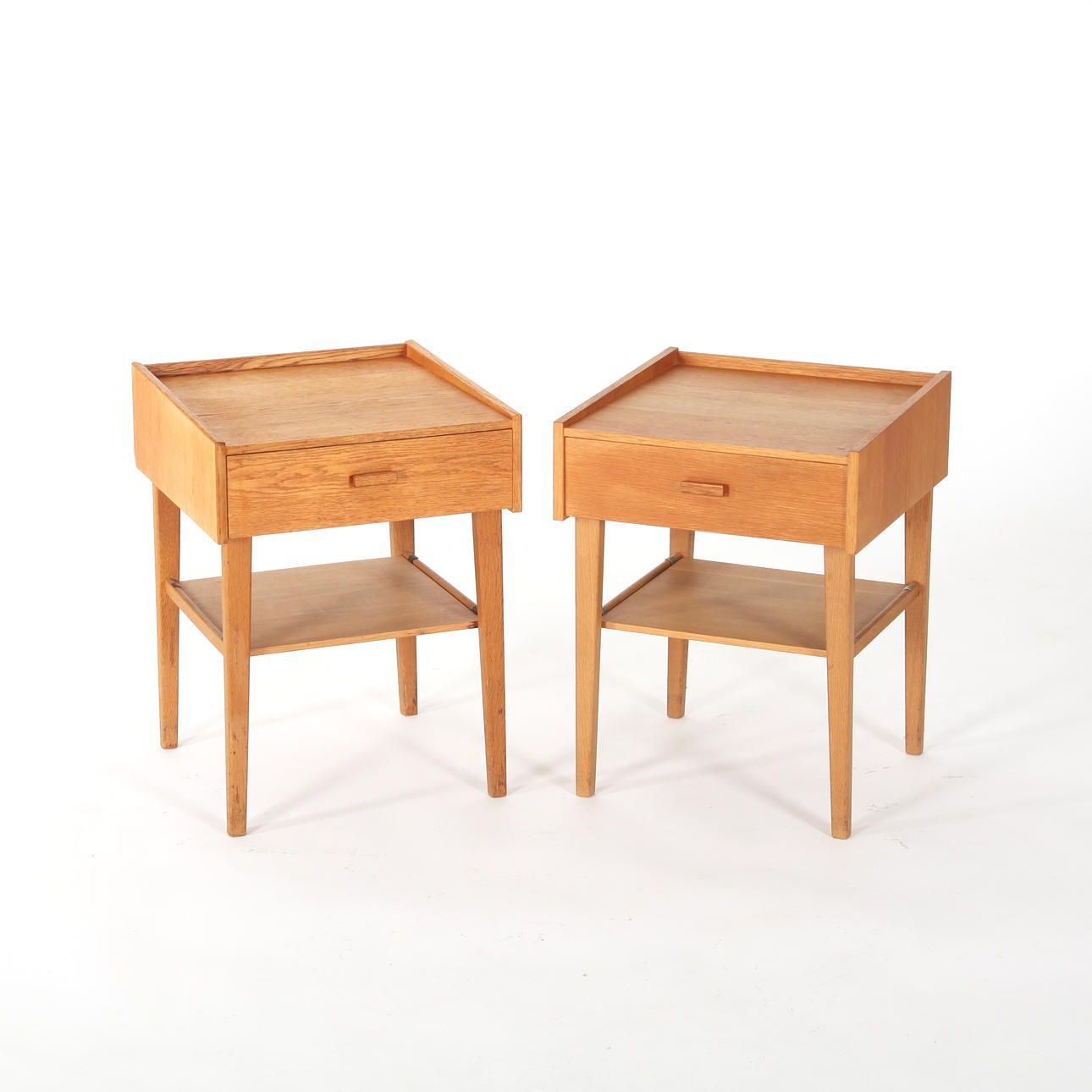 BEDSIDE TABLES, 1 pair, oak, Sweden 1960s.
