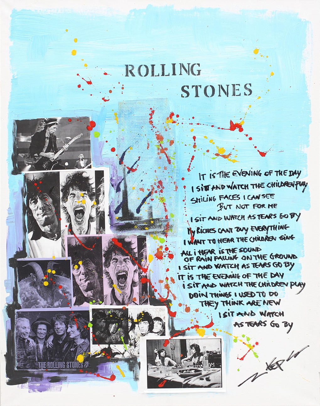 KENNY PERSSON. "Rolling Stones", blandteknik, signerad KEP.