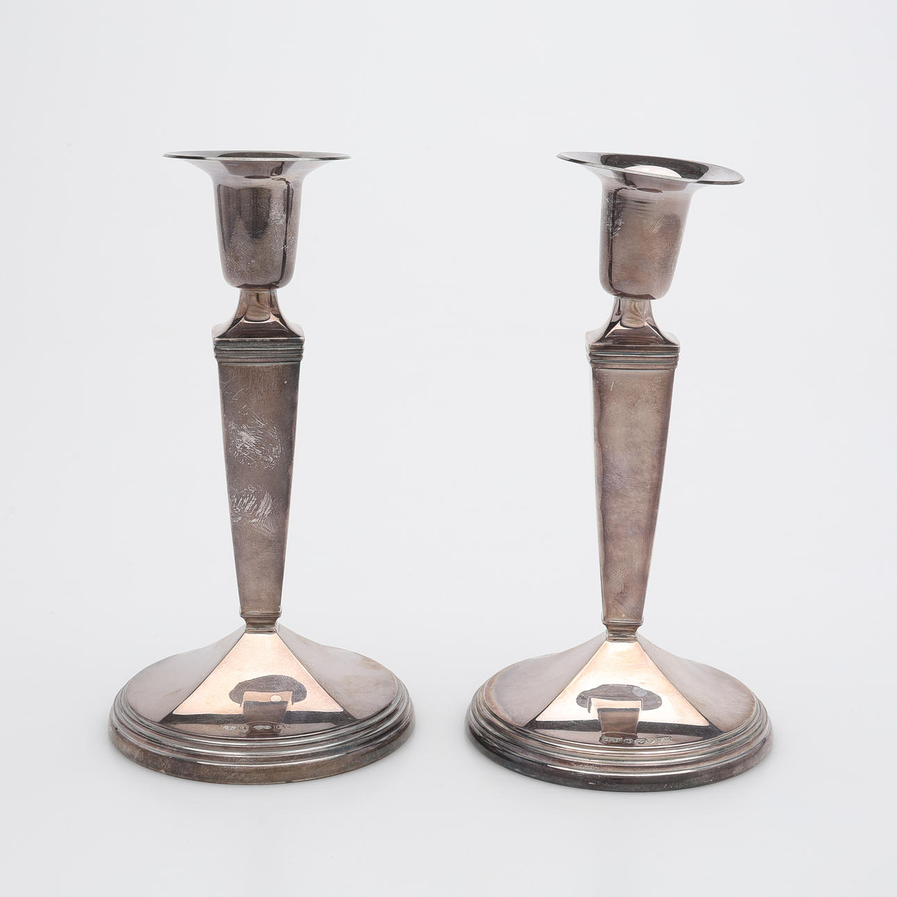 CANDLESTICKS, 2 PCS, GAB, 1964, SILVER, TOTAL WEIGHT 350 GRAMS.