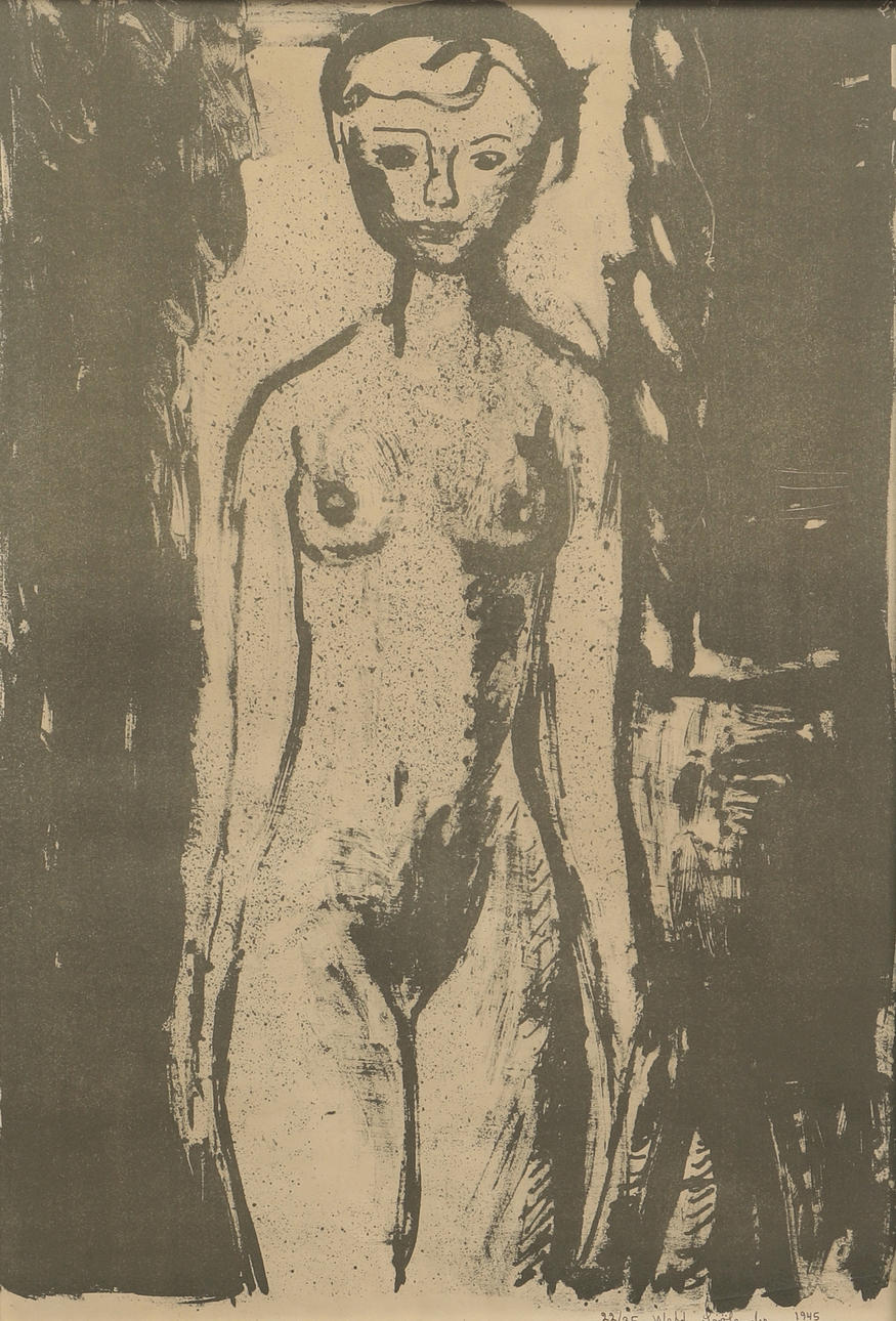 WALDEMAR SJÖLANDER. Litografi, nakenstudie, signerad och daterad 1945, numrerad 22/35.