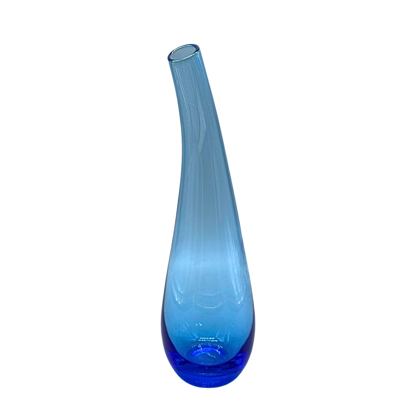BLUE, HANDMADE GLASS VASE.