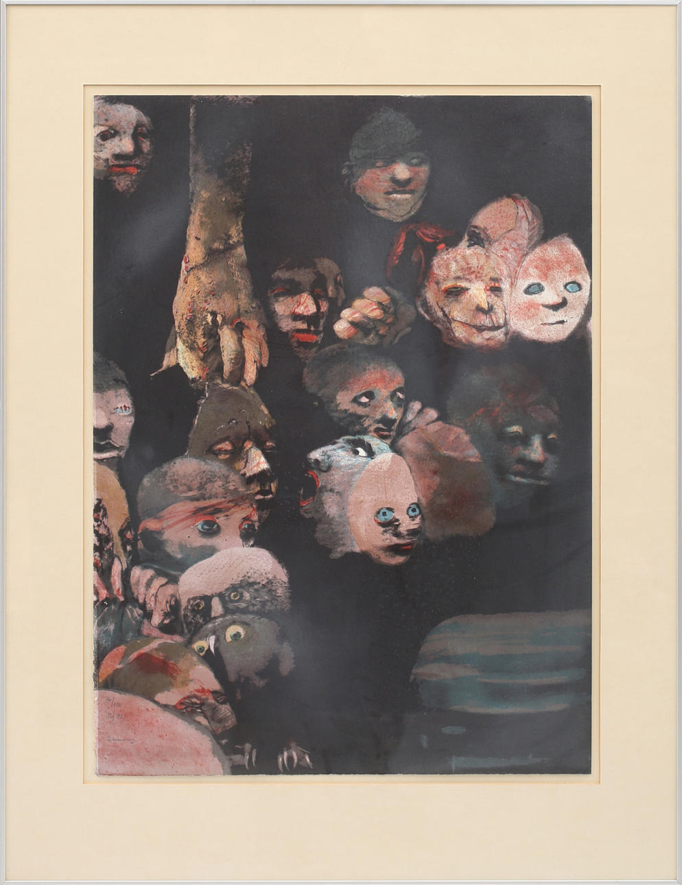 ROJ FRIBERG. "Demoner", färglitografi nr 76/170, signerad R och daterad -82.