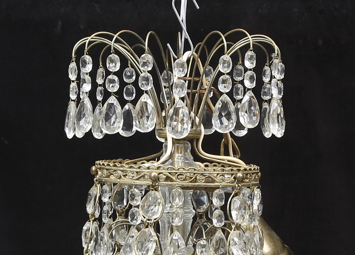 LJUSKRONA, drottningholmsmodell, 1900-tal, höjd utan kedja 70 cm.