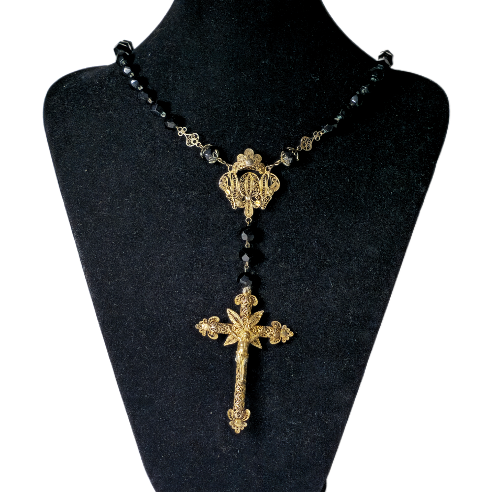 Filigree and jet rosary.