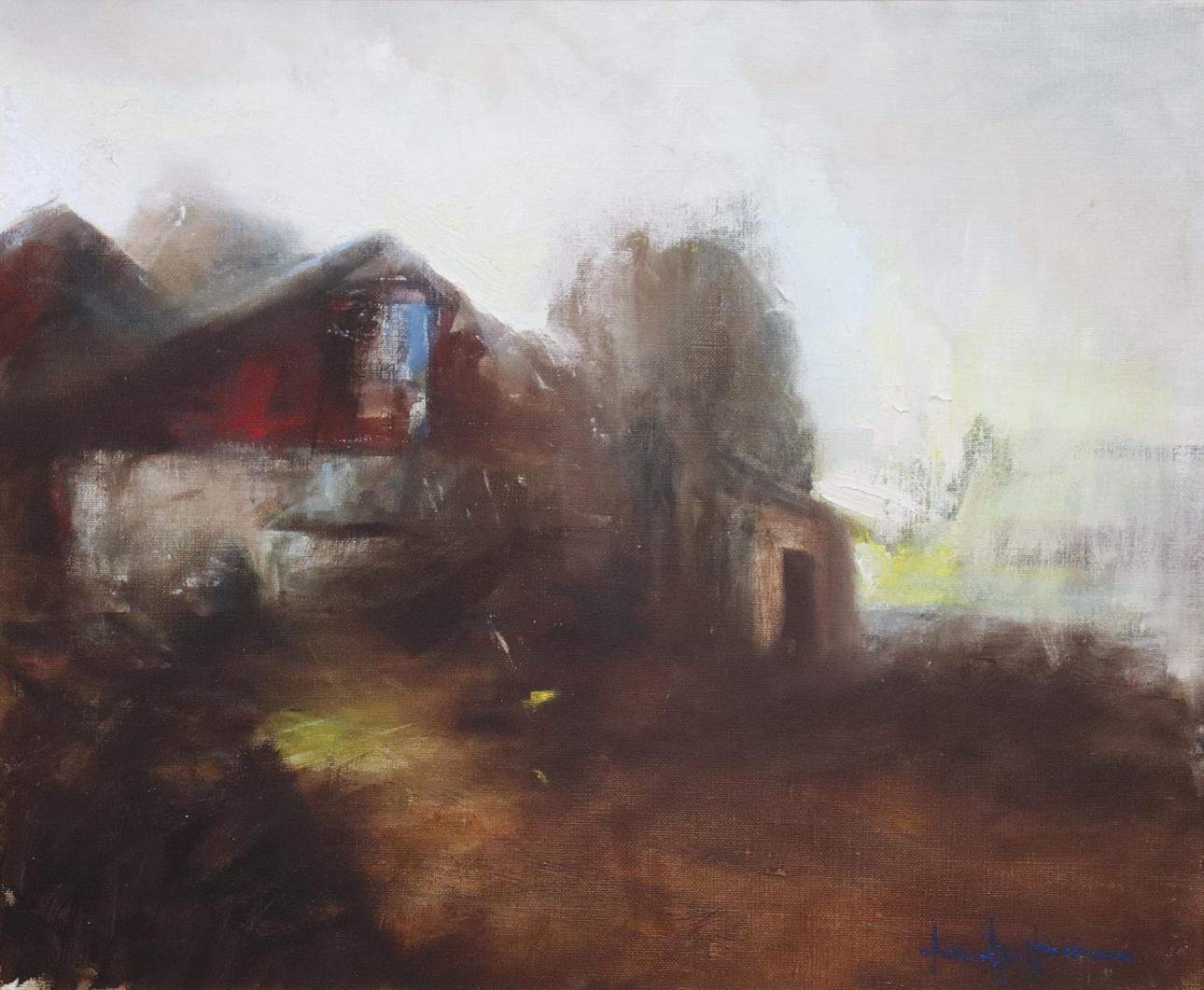 LARS EJE LARSSON. oil on canvas, farm.
