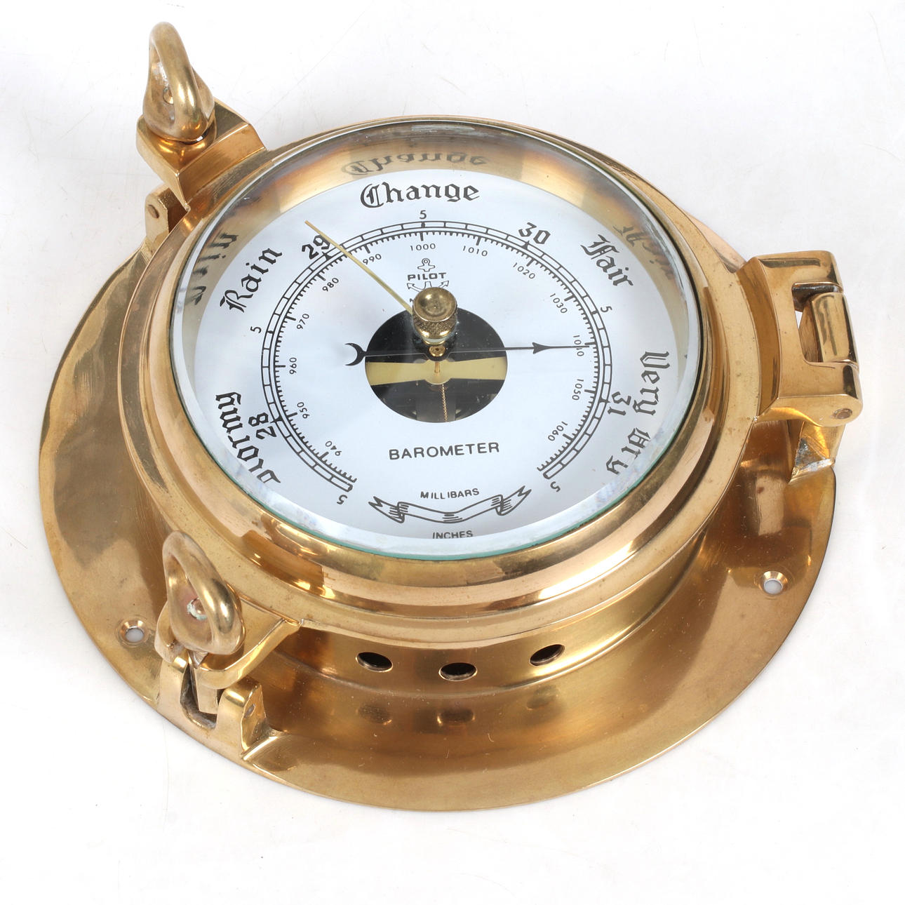 BAROMETER, brass, "Pilot", Marine. 20th century.