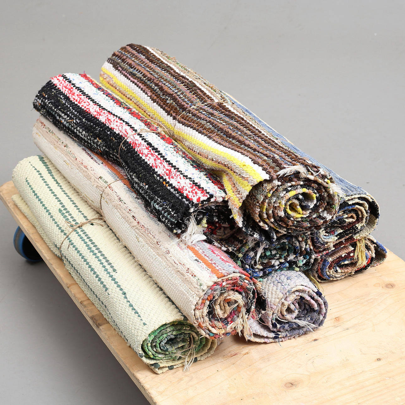 RAG RUGS, 9 pcs, mixed colours.