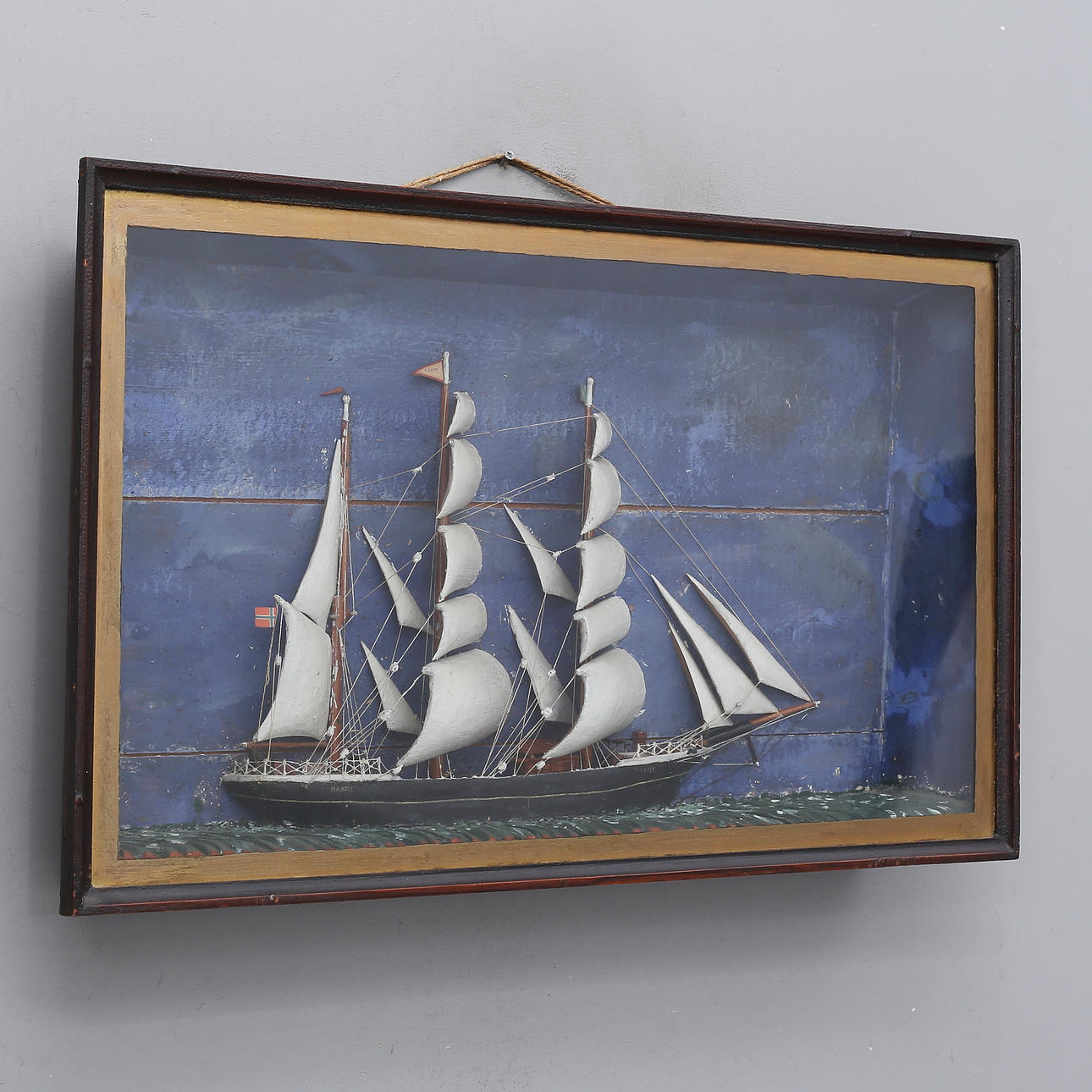 DIORAMA, sailing ship "Margit", Norwegian flag, nautical.