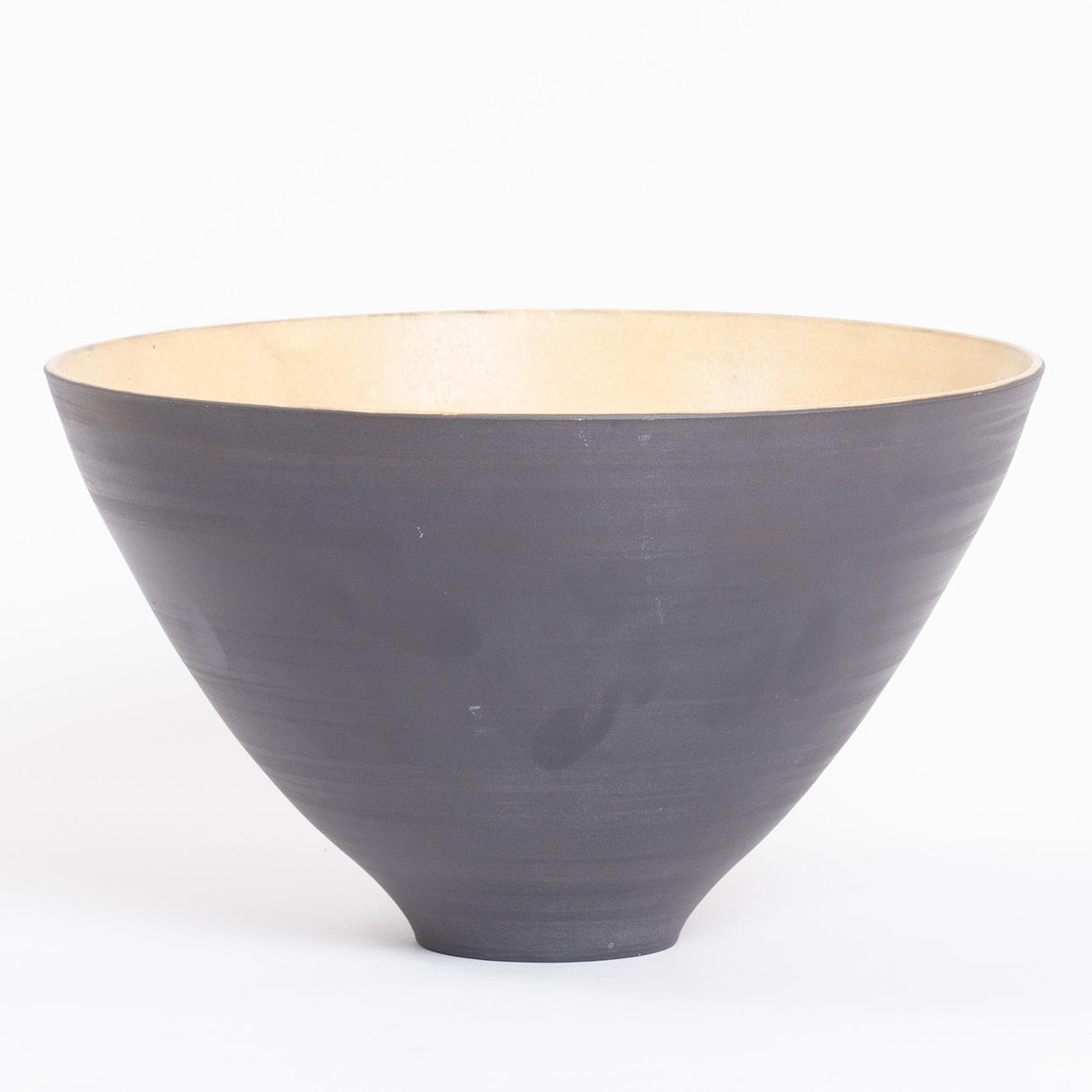Ceramic bowl with matte grey glaze. Signed.