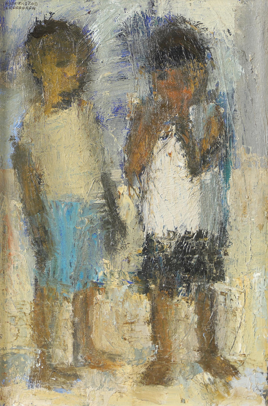 MONA RIDDERSTAD CEDERGREN. Children, oil on panel, signed.