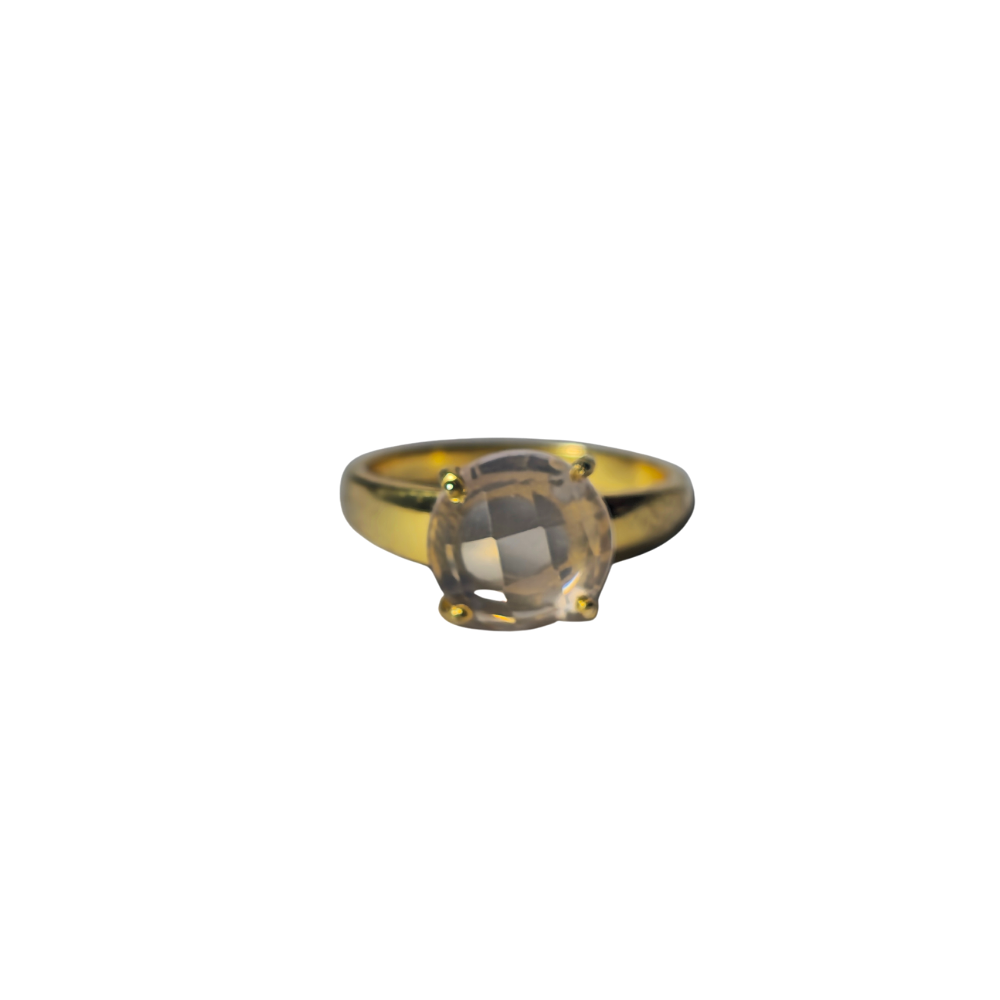 Silver ring with gold plating and rose quartz.