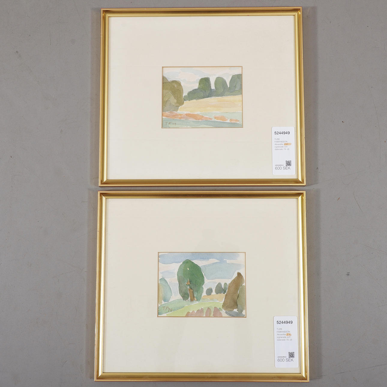 TURE FABIANSSON. Watercolours, 2 pcs, signed and dated 79.