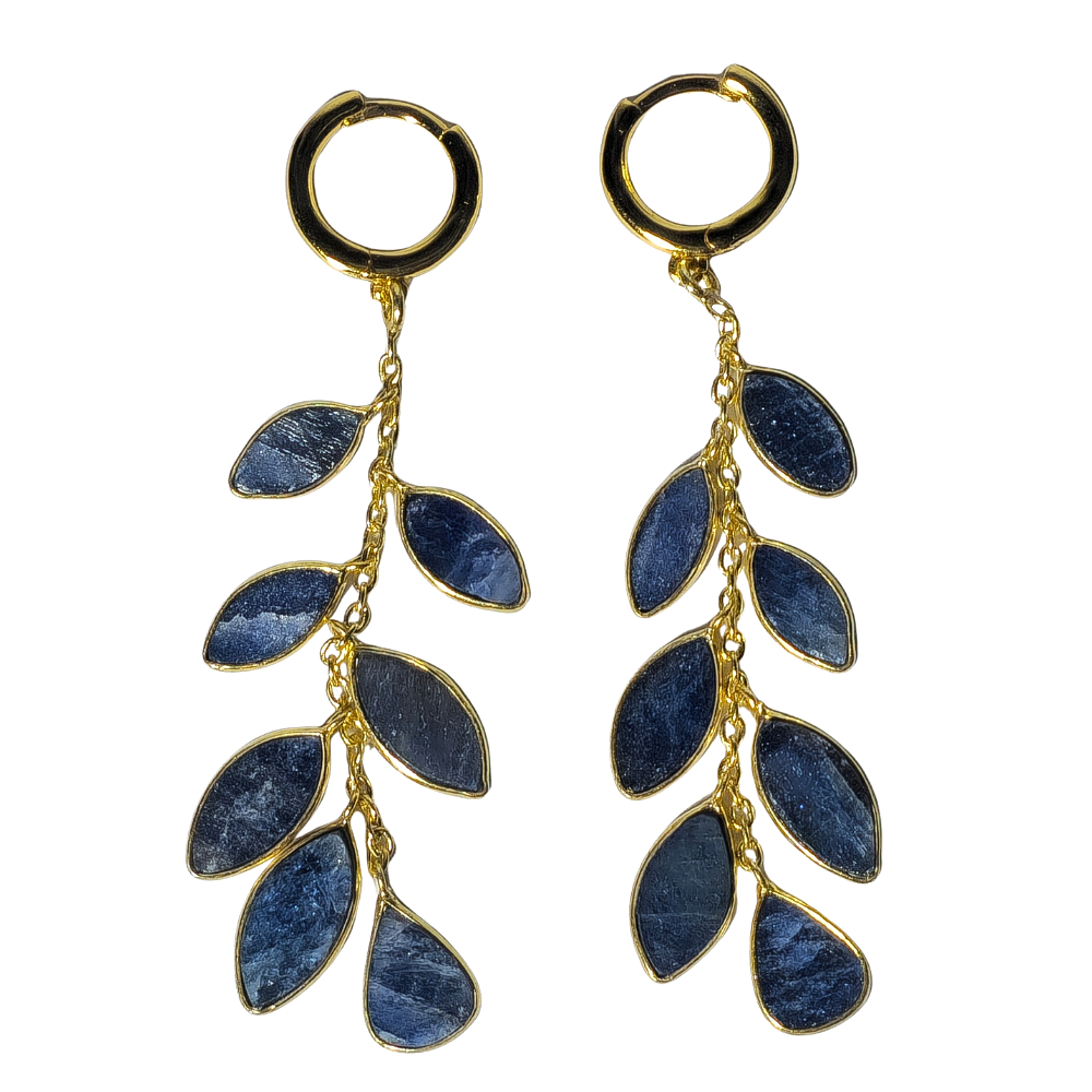 Silver earrings with gold plating and sapphires.