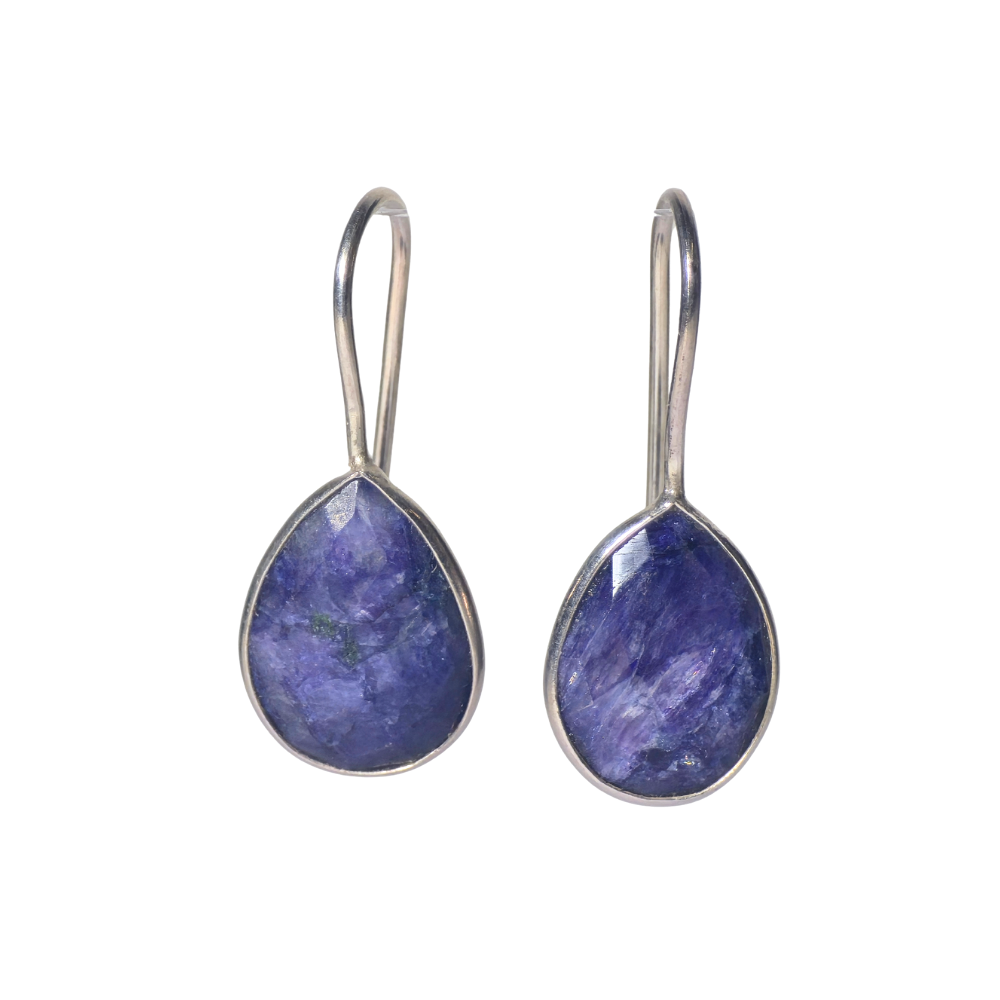 Silver earrings with sapphire.