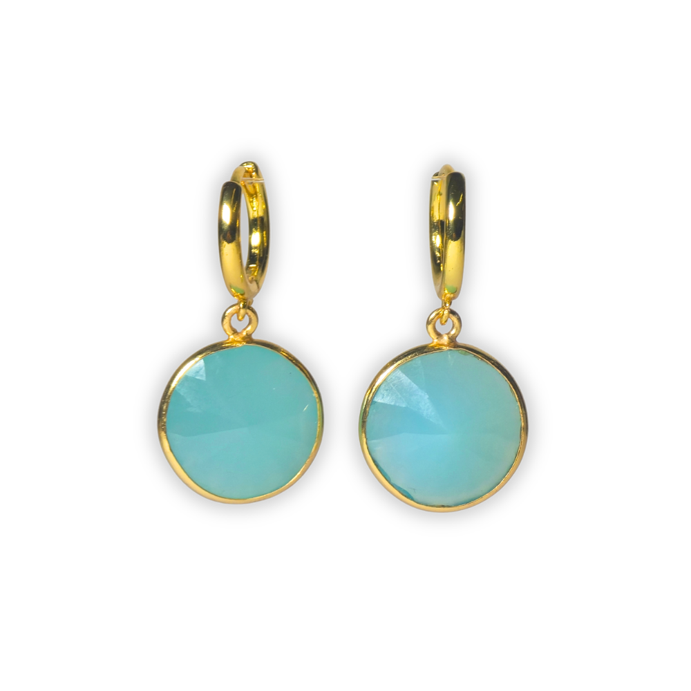 Silver earrings with gold plating and chalcedony.