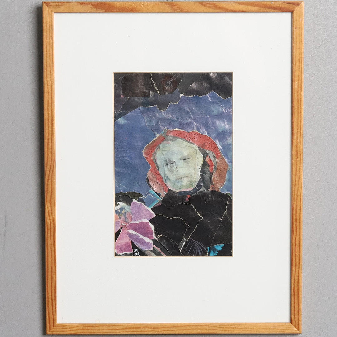OIDENTIFIERAD KONSTNÄR. COLLAGE, "Farmor", monogram signed and dated UB -82.