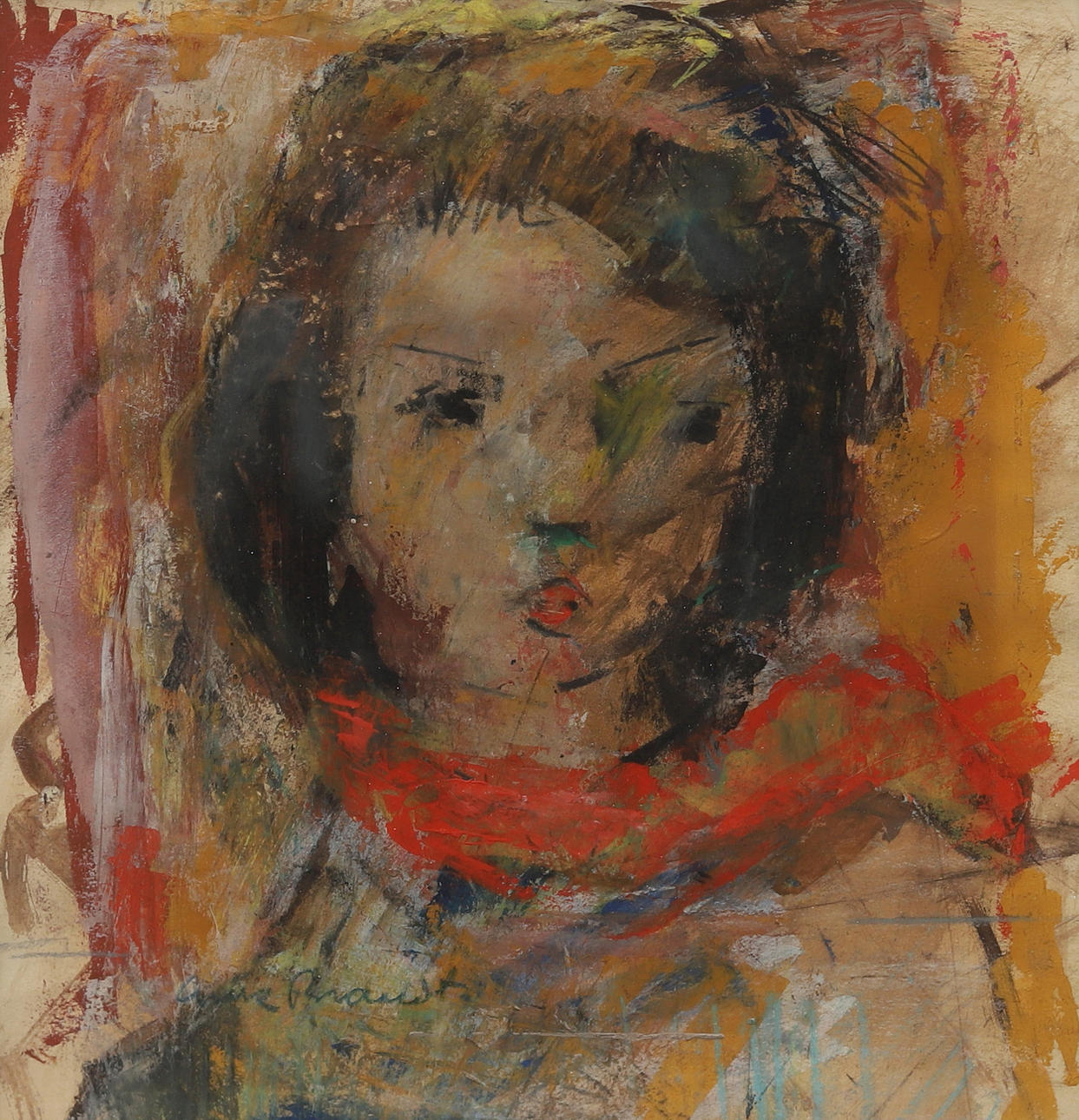 ERIK BRANDT. Portrait, mixed media, signed.