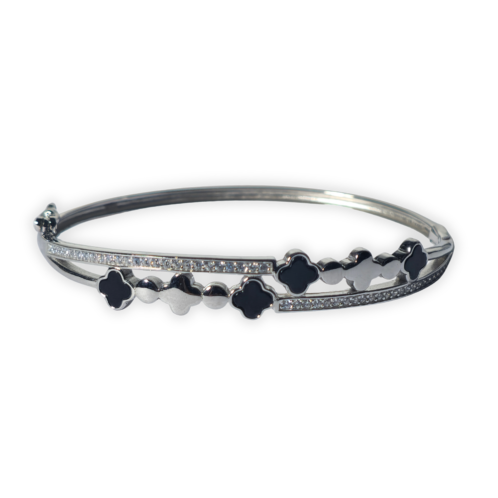 Silver "clover" bangle.