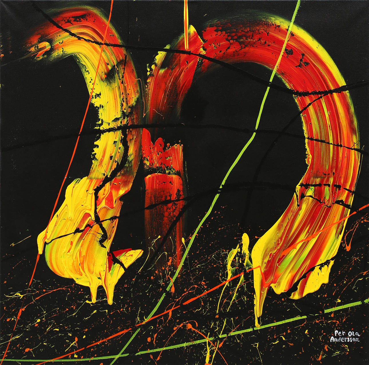 PER OLA ANDERSSON. Komposition, akryl på duk, signerad.