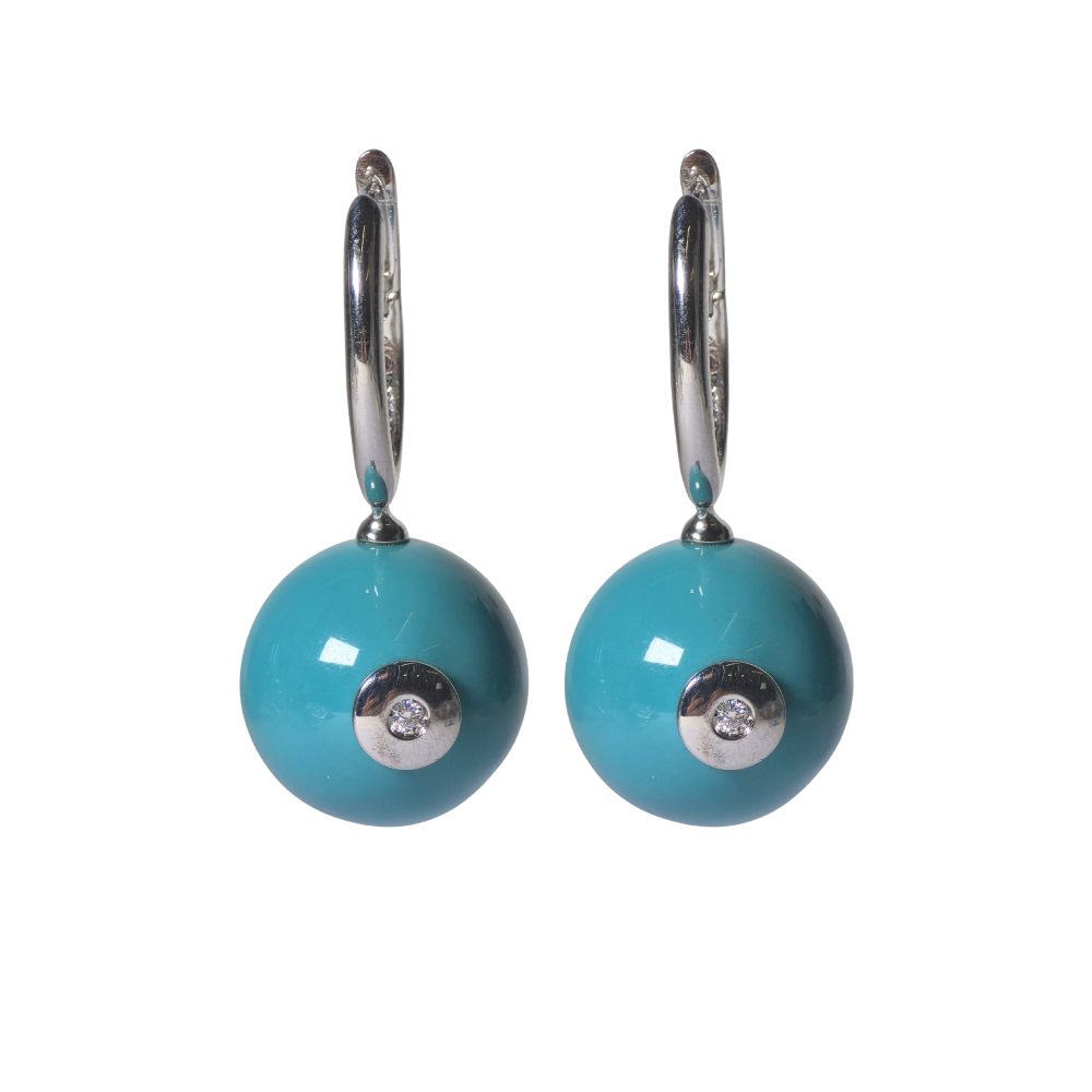 Silver, turquoise and diamond earrings.