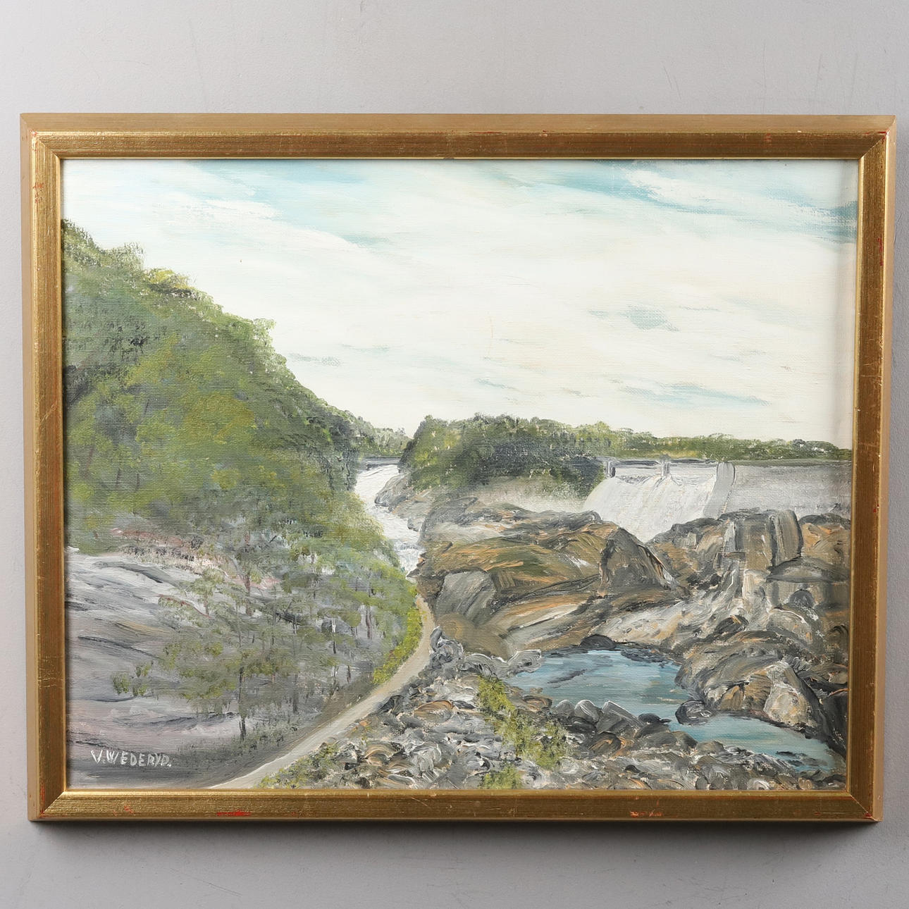 VALTER WEDERYD. Oil on canvas, "Trollhättefallen", signed.