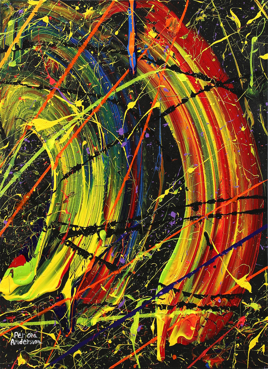 PER OLA ANDERSSON. Komposition, akryl på duk, signerad.