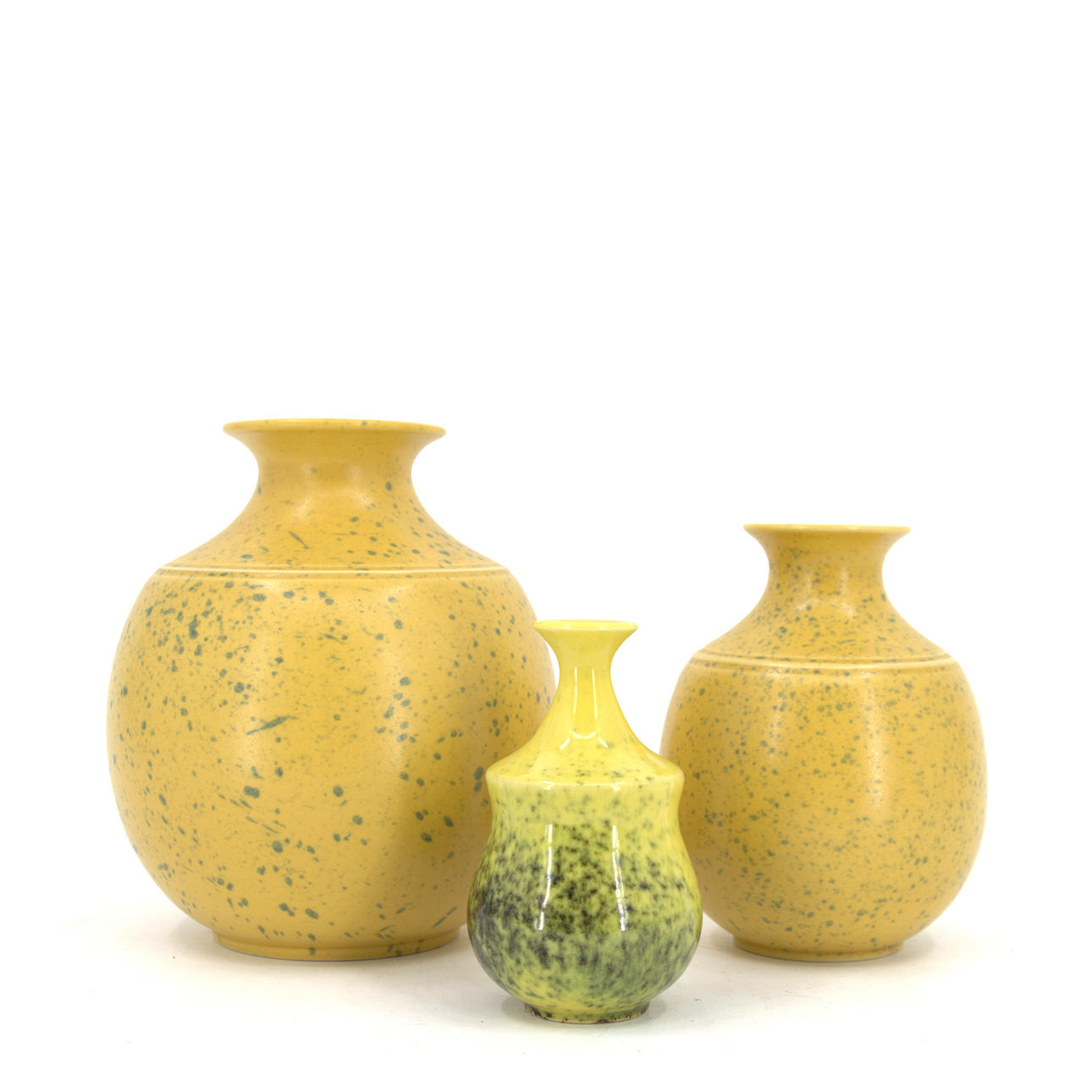 GÖSTA FREDRIKSSON. Vases, 3 pieces, glazed ceramic, monogram signed, GF.